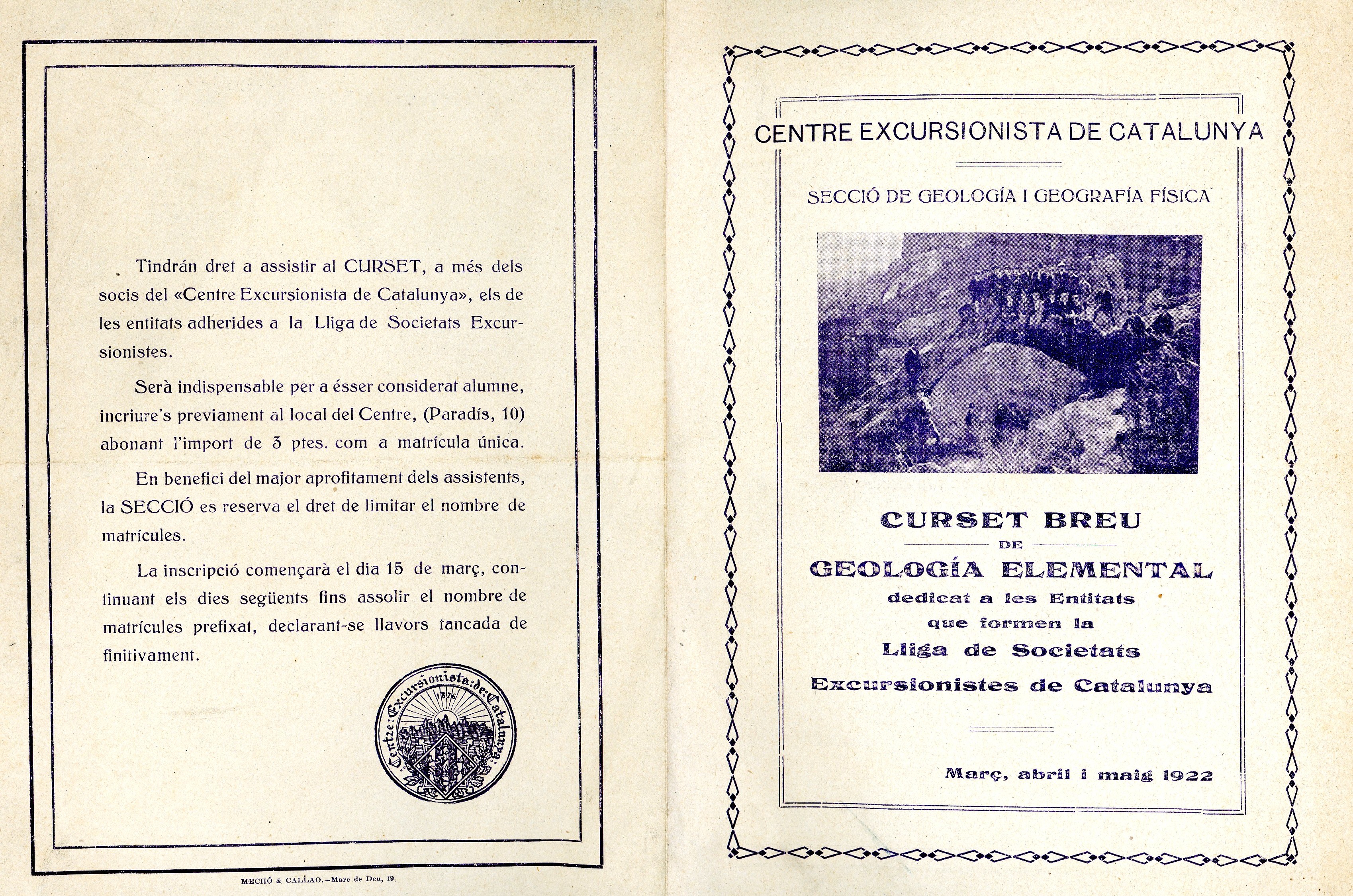 Curset breu de Geología elemental dedicat a les Entitats que formen la Lliga de Societats Excursionistes de Catalunya : Març, abril i maig 1922 - Miniatura 2